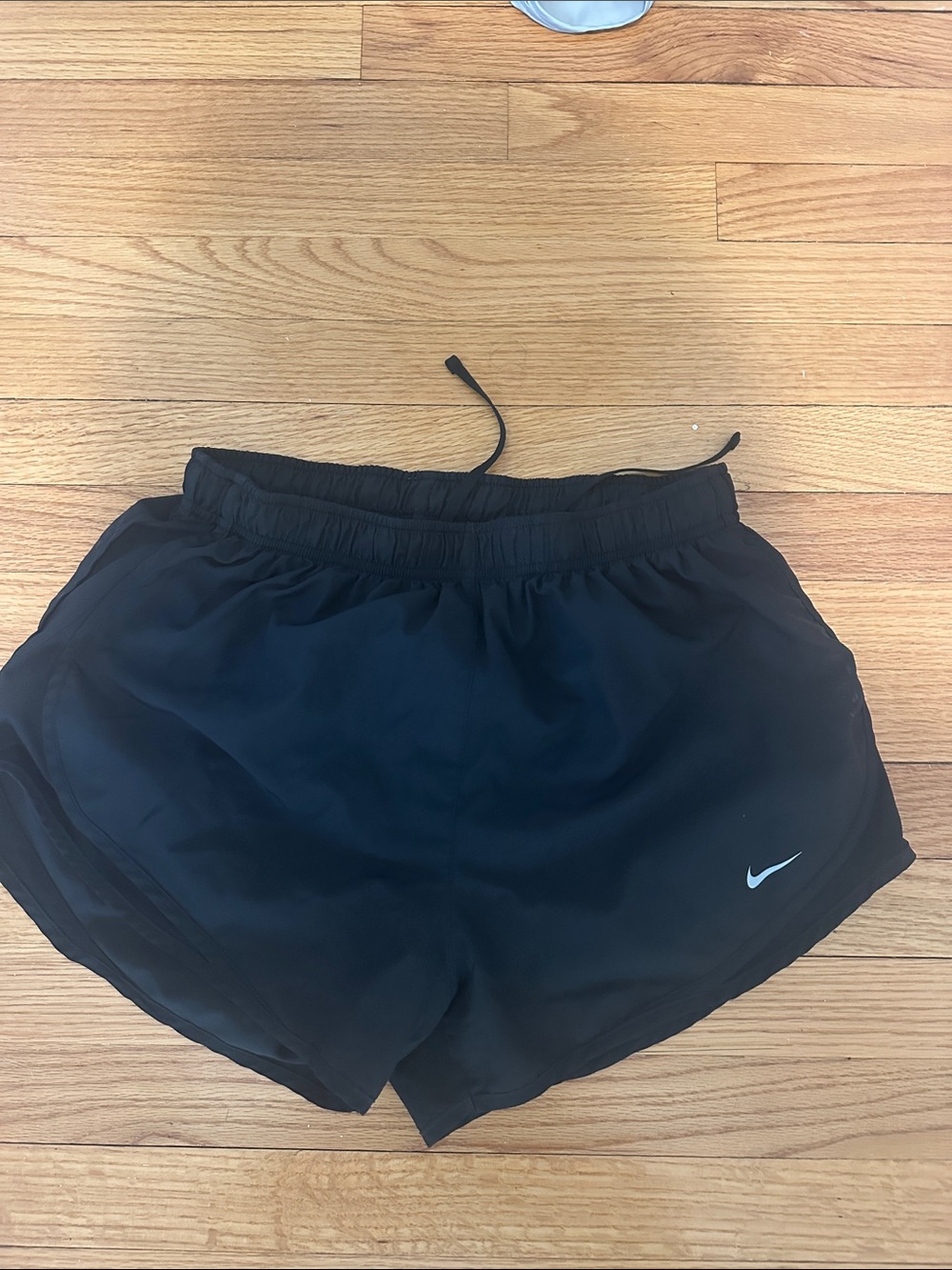 Nike Black Athletic Running Shorts with White Swoosh